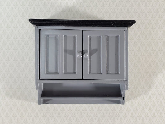 Dollhouse Kitchen Cupboard Cabinet Hanging Gray & Black 1:12 Scale Miniature