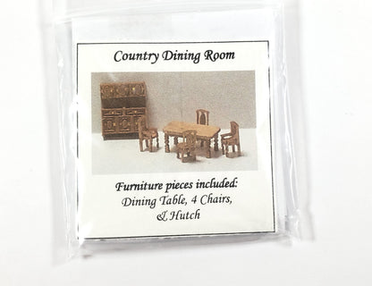 Dollhouse 1:144 Scale Furniture KIT DIY Country Dining Room Miniature Set Table