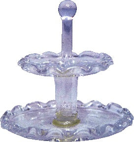 Dollhouse Clear Fluted Glass 2-Tier Serving Stand 1:12 Scale Miniature