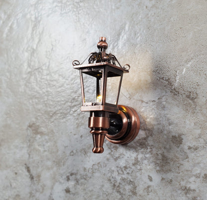 Dollhouse Carriage Light Lantern Bronze Wand Operated Battery 1:12 Scale Coach