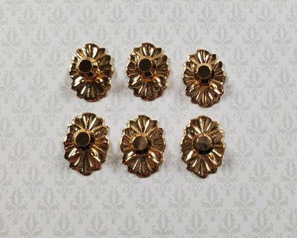 Dollhouse Doorknobs Handles Fancy Gold Brass 6 pcs 1:12 Scale Miniatures