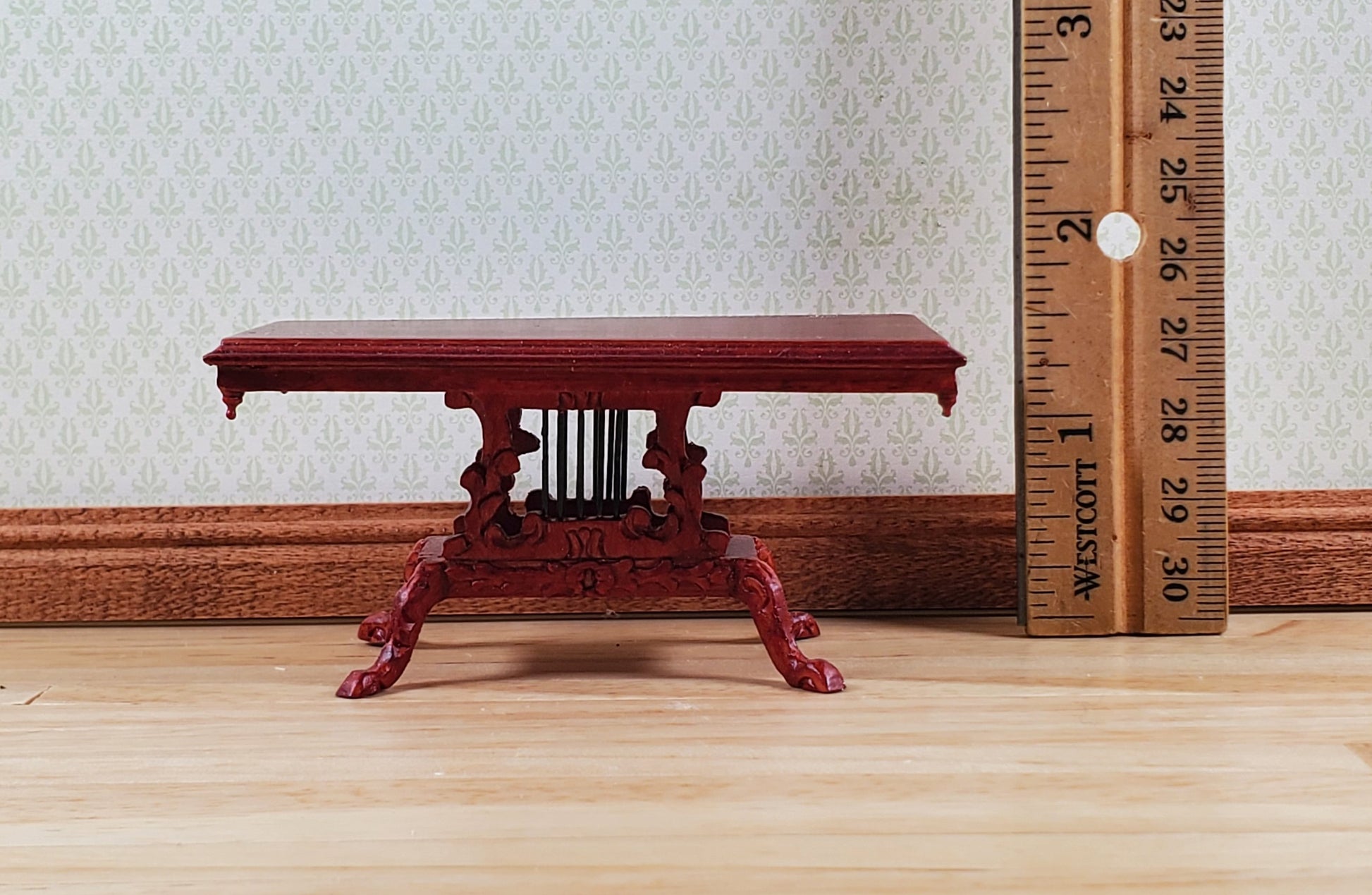 Dollhouse Vintage Coffee Table with Harp Detail 1:12 Scale by Hansson Miniatures