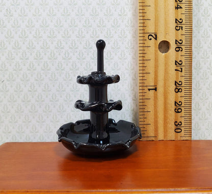 Dollhouse Glass Tiered Serving Tray for Treats Black Glass 1:12 Scale Miniature