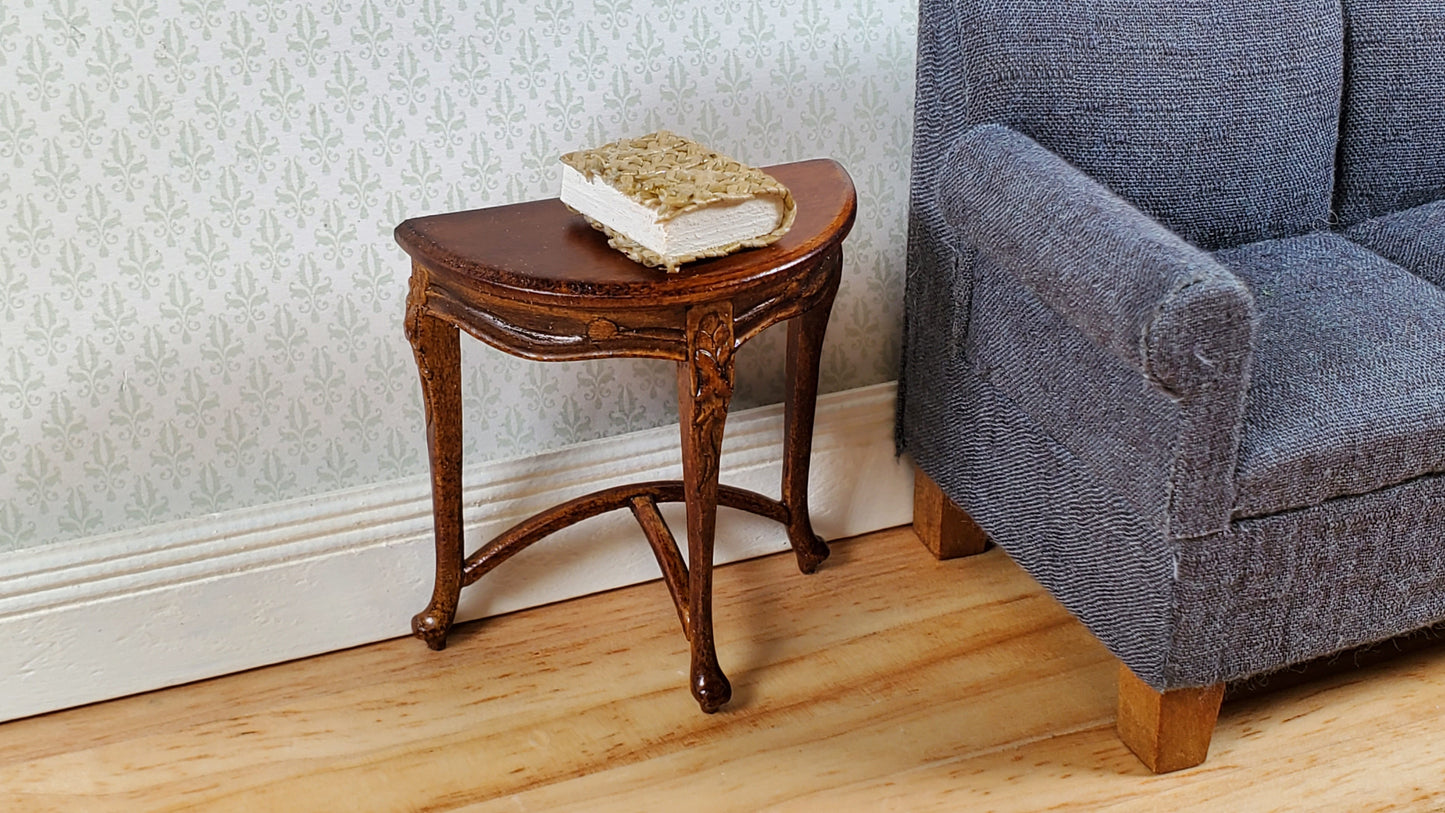 JBM Miniature Side Table Half Round SMALL Art Nouveau Style 1:12 Scale Dollhouse