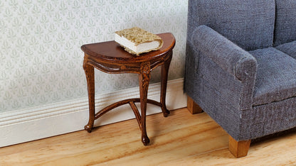 JBM Miniature Side Table Half Round SMALL Art Nouveau Style 1:12 Scale Dollhouse
