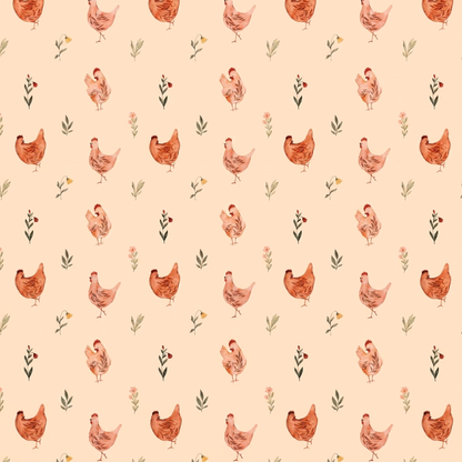Dollhouse Kitchen Wallpaper 3 Sheet Peachy Chickens 1:12 Country Spring