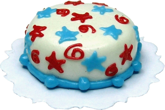 Dollhouse Red White and Blue Star Cake 1:12 Scale Miniature Dessert Food