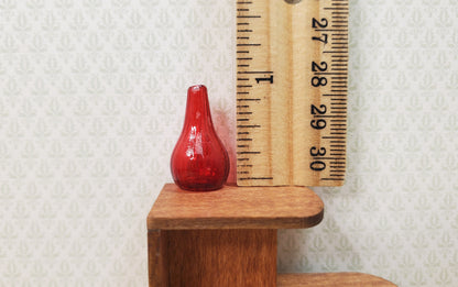 Dollhouse Dark Red Glass Tear Drop Vase 1:12 Scale Miniature Decor Flowers