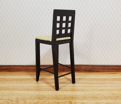 Dollhouse Tall Modern Bar Chair with Padded Seat Black 1:12 Scale Furniture