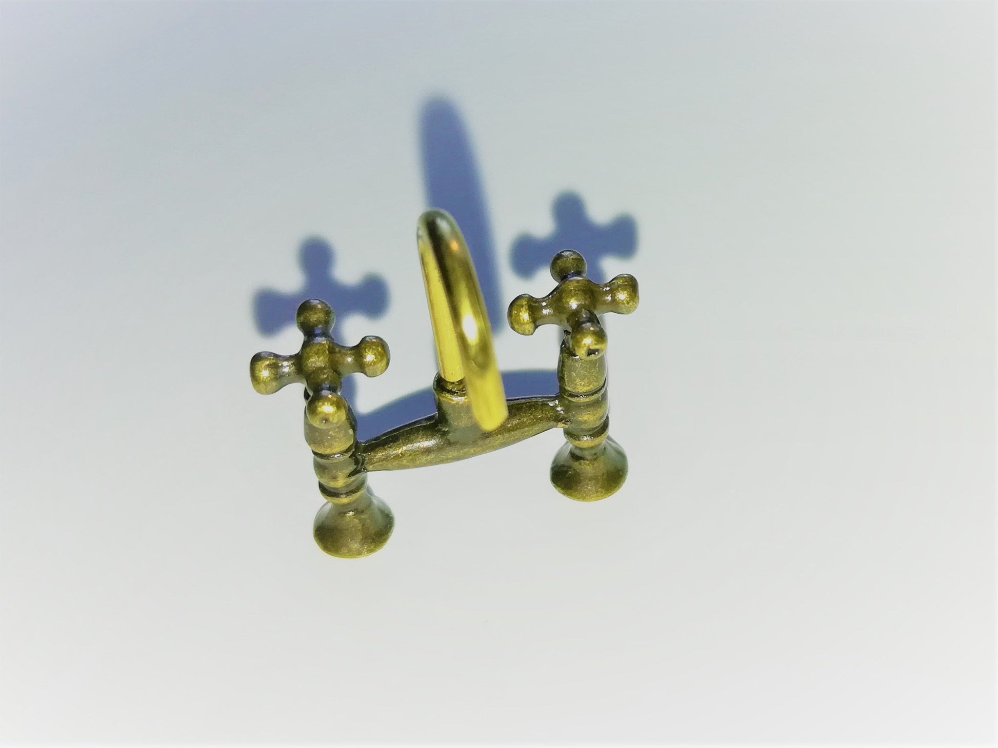 Dollhouse Miniature Faucet Mixer Tap for Kitchen or Bathroom Sink 1:12 Scale Antique Brass