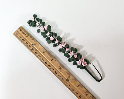 Dollhouse Climbing Roses Pink Bendable 7" Clay Miniature Flowers Garden