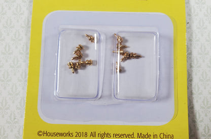Dollhouse HALF SCALE Gold Brass Knobs Drawer Pulls Set of 12 Houseworks H1116