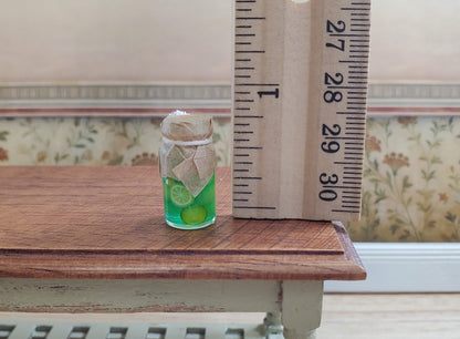 Dollhouse Canned Fruit in Glass Jar Green 1:12 Scale Miniature Kitchen Food