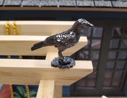 Miniature Raven Crow Bird Metal Decoration Statue Various Standing Poses