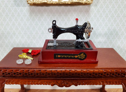 Dollhouse Sewing Machine with Accessories Vintage Style Metal 1:12 Scale