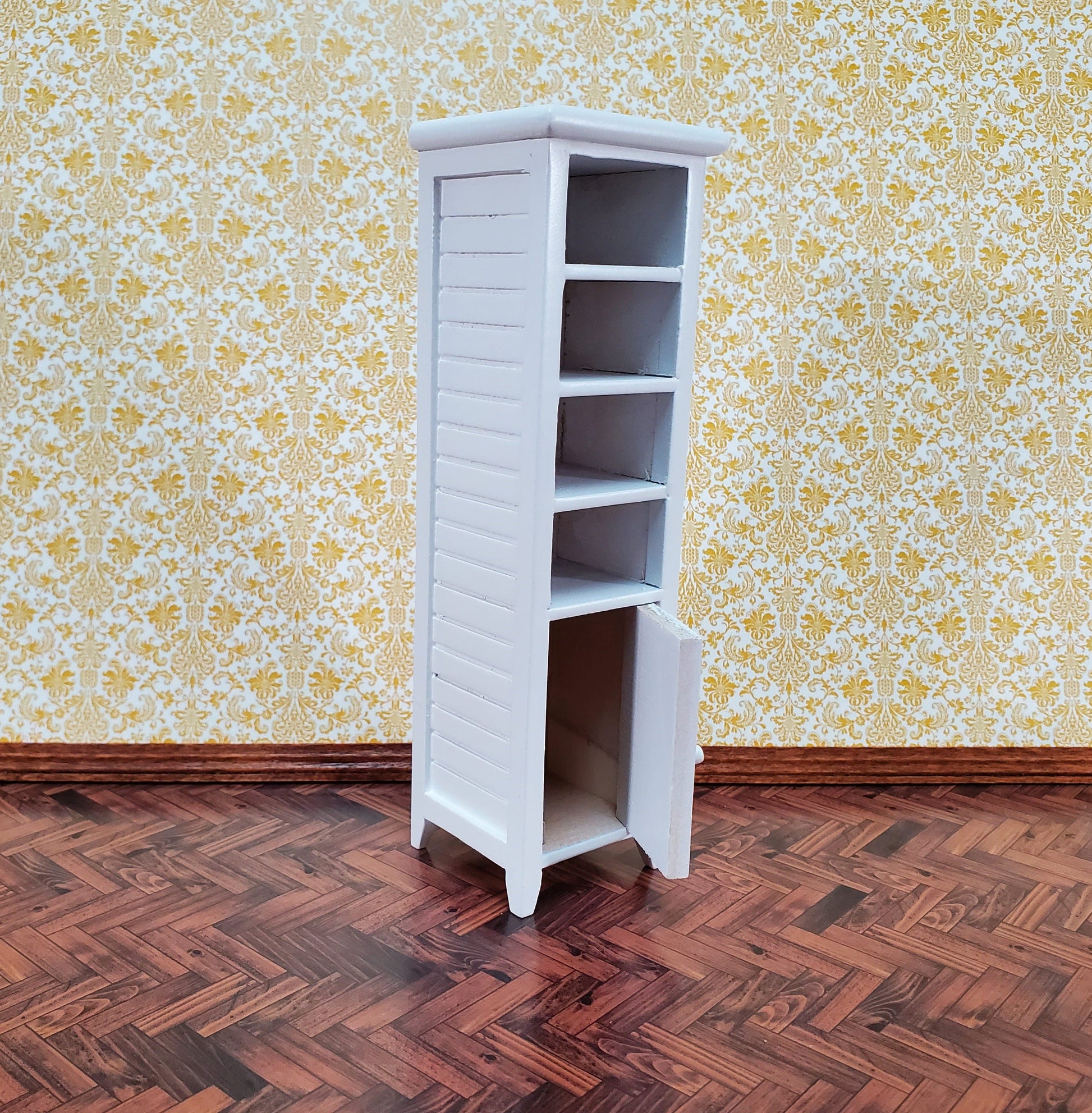 Dollhouse Cabinet for Bathroom Bedroom Kitchen Tall Narrow 1:12 Scale Miniature Furniture