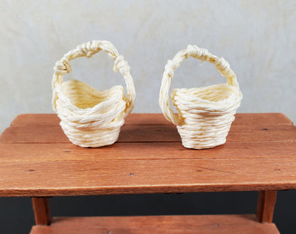 Dollhouse Baskets Set of 2 Cream 1:12 Scale Dollhouse Miniatures