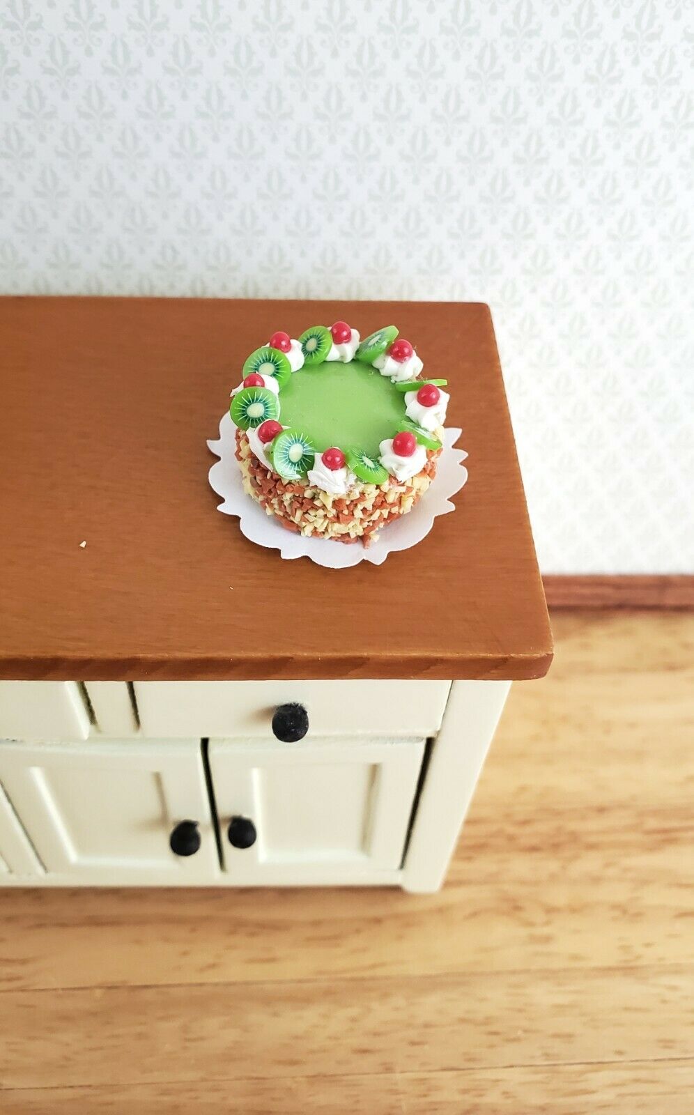 Dollhouse Miniature Cake Kiwi Lime Cherry Pie 1:12 Scale Dessert Food