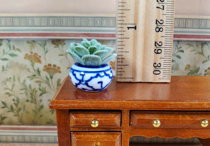Dollhouse Succulent Echeveria Plant in a Ceramic Decorative Planter 1:12 Scale Miniature Prop