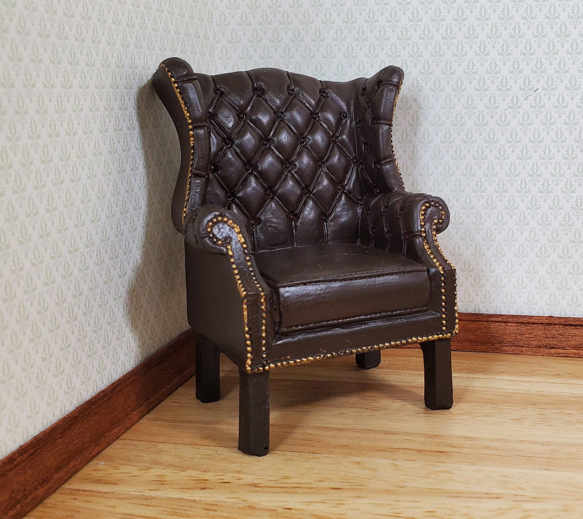 Dollhouse Chair Tufted Chippendale Resin Faux Leather 1:12 Scale by Reutter