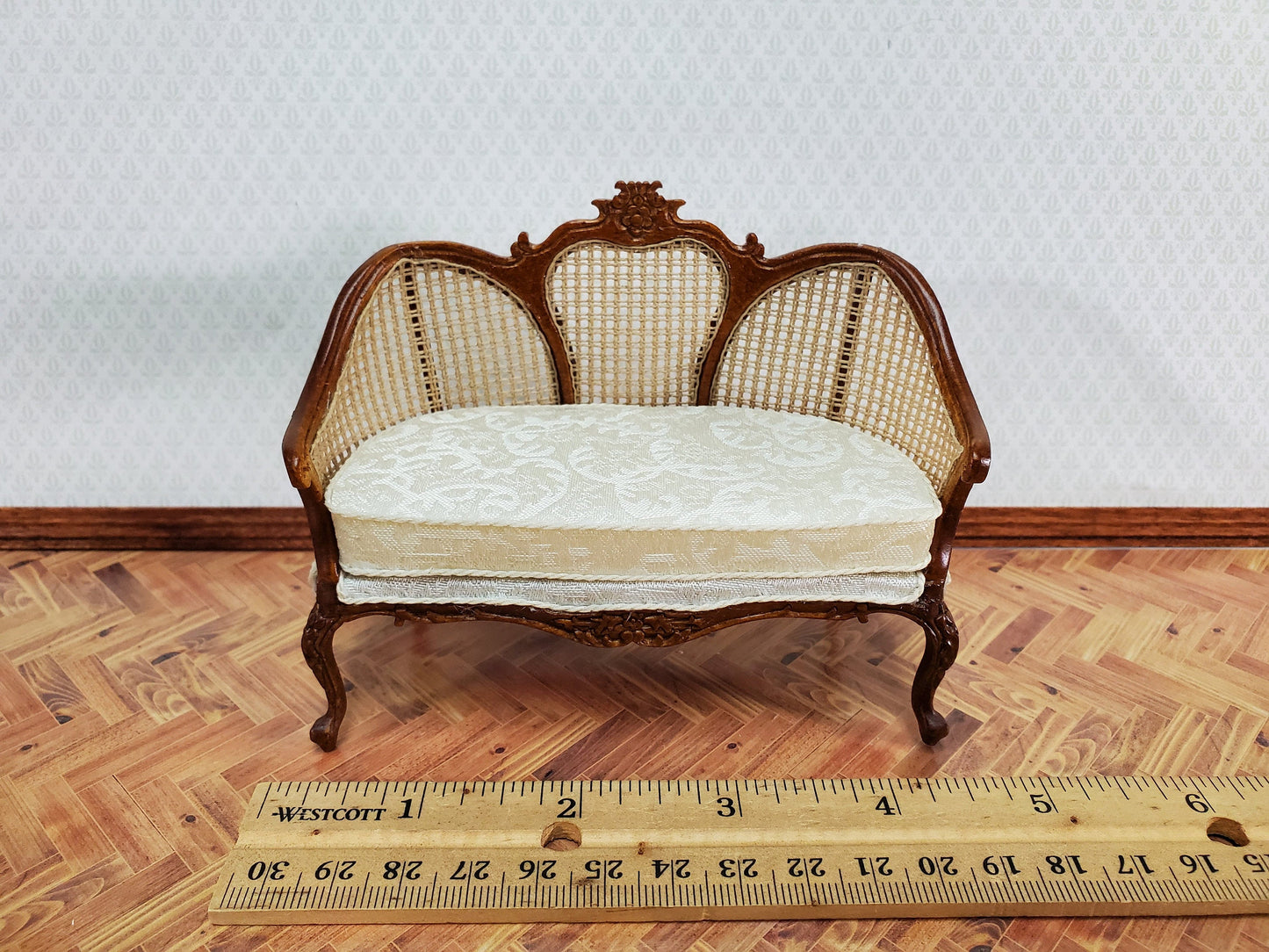 JBM Dollhouse Settee Couch Sofa Louis XV Style 1:12 Scale Miniature Furniture