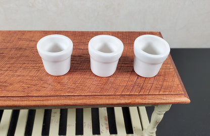 Dollhouse White Ceramic Pots Set of 3 1:12 Scale Miniature