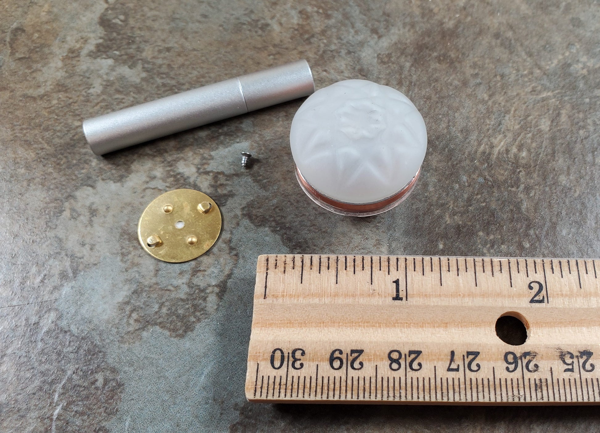Dollhouse Frosted Ceiling Light Round Copper Wand Battery 1:12 Scale Miniature