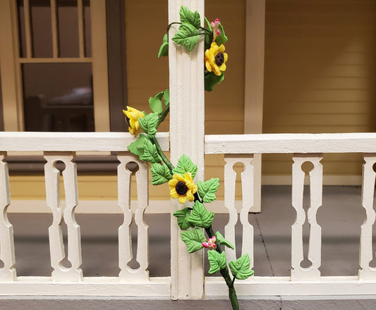 Dollhouse Sunflower Vine with Leaves 1:12 Scale Miniature Garden Plant