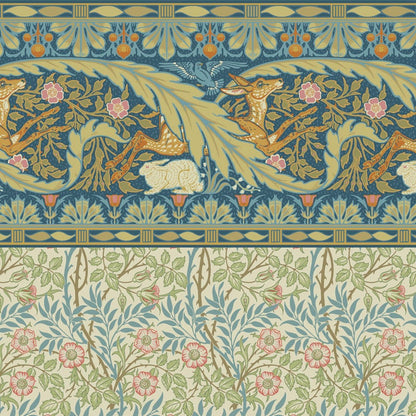 Dollhouse Wallpaper Deer and Rabbit Craftsman Bradbury & Bradbury 1:12 Scale