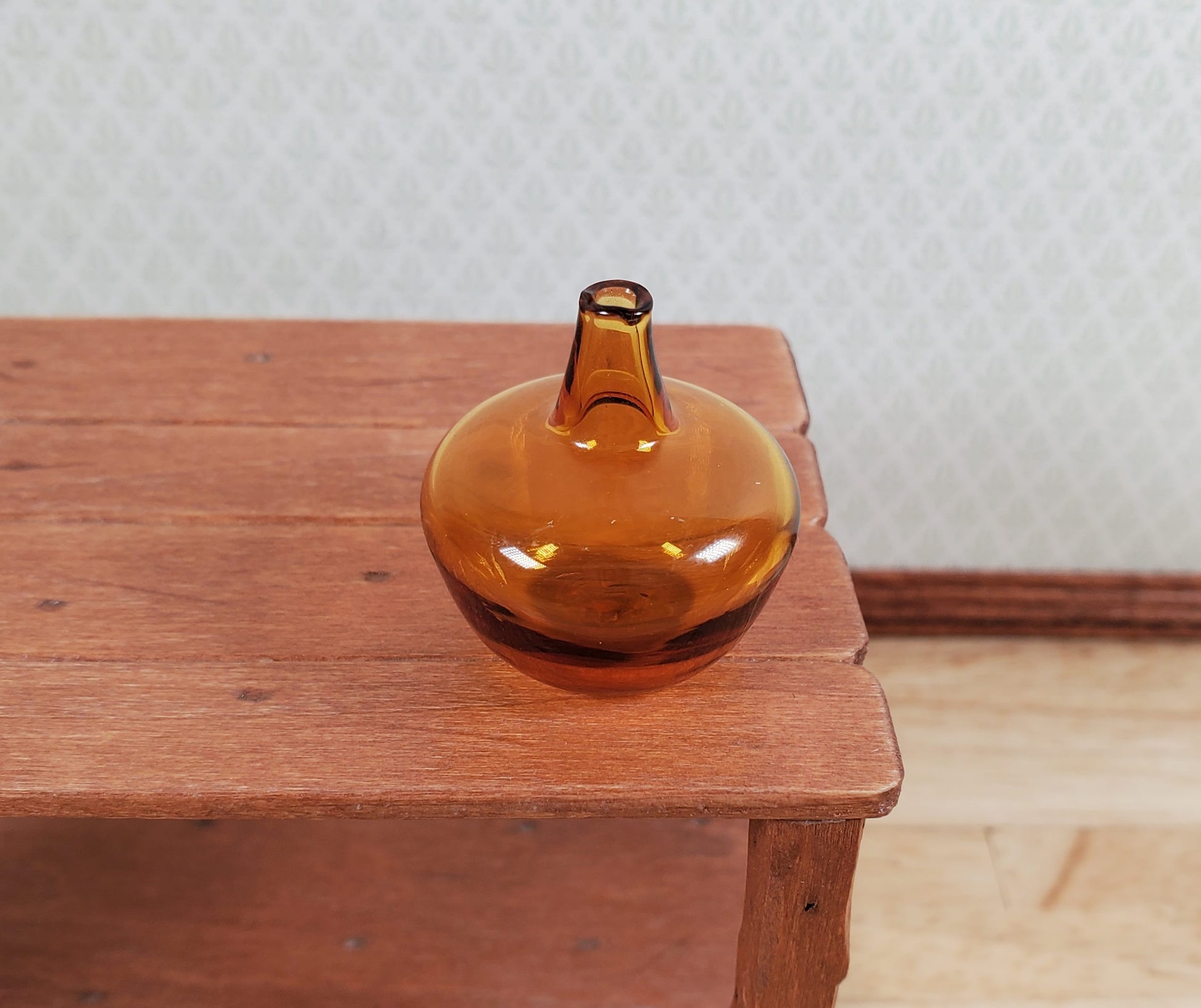Dollhouse Antique Glass Amber Demijohn 1:12 Scale Miniature