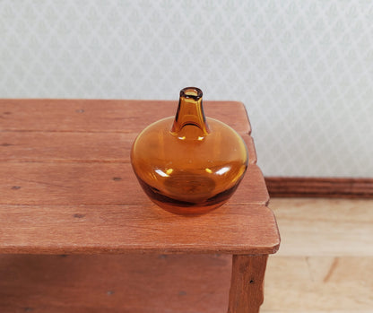 Dollhouse Antique Glass Amber Demijohn 1:12 Scale Miniature