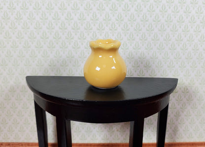 Dollhouse Yellow Ceramic Vase or Jar with Ruffled Rim 1:12 Scale Miniature