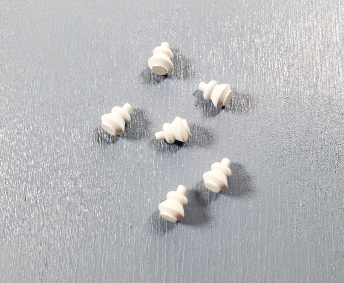 Dollhouse White Door Knobs or Drawer Pulls Set of 6 Painted Brass 1:12 Scale