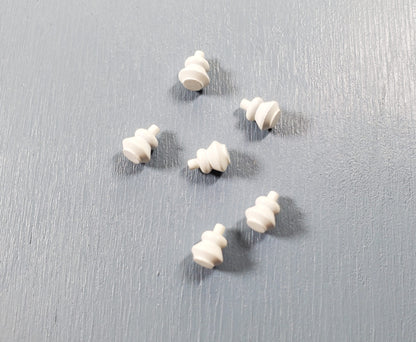 Dollhouse White Door Knobs or Drawer Pulls Set of 6 Painted Brass 1:12 Scale