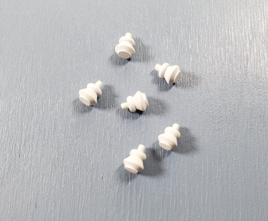 Dollhouse White Door Knobs or Drawer Pulls Set of 6 Painted Brass 1:12 Scale