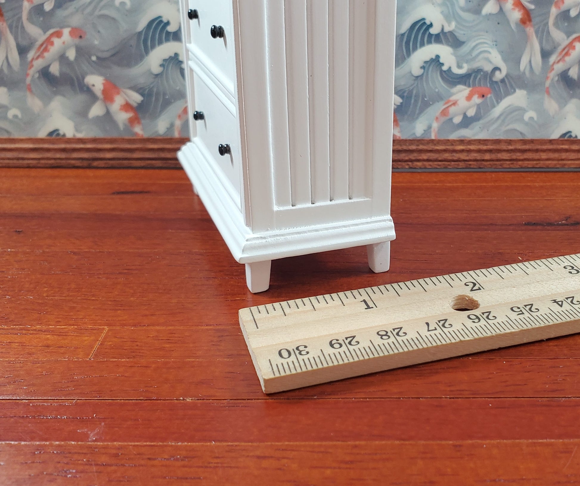 JBM Dollhouse Tall Dresser Country Style White Finish 1:12 Scale Furniture
