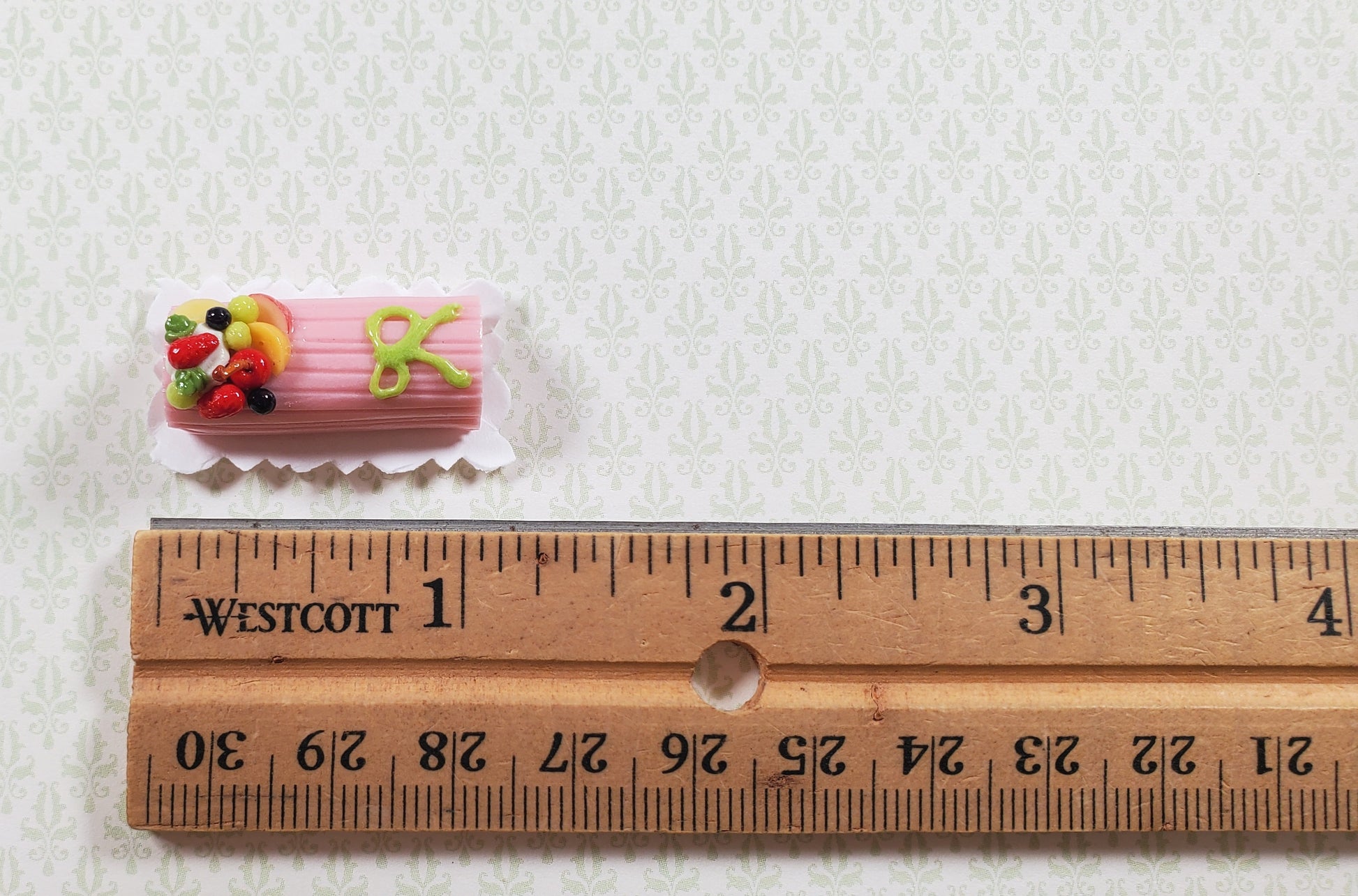 Dollhouse Pink Yule Log 1:12 Scale Miniature Dessert Food