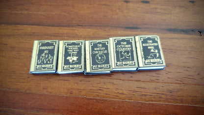 Dollhouse Miniature Book Set x5 Ray Bradbury 1:12 Scale (blank inside)
