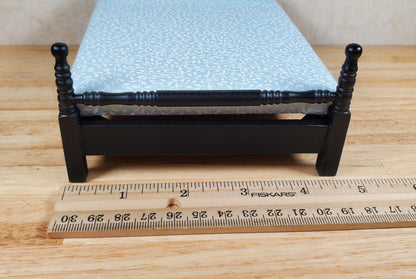 Dollhouse Double Bed Black 1:12 Scale Miniature Wood Furniture