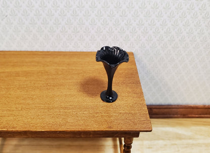 Dollhouse Black Floral Vase Tall Slim 1:12 Scale Miniature Decoration
