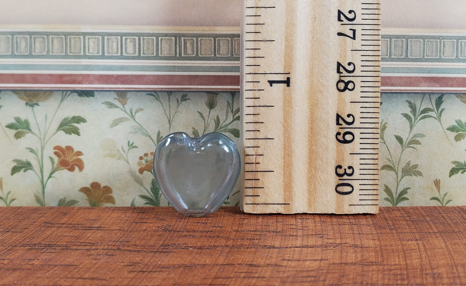Dollhouse Heart Shaped Glass Bud Vase Smoky Gray 1:12 Scale Miniature