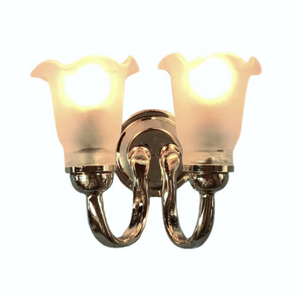 Dollhouse Double Tulip Sconce Flower Shade 12 Volt with Plug 1:12 Scale HW2673