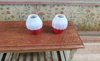 Dollhouse Large White Red Pink Swirl Patterned Ceramic Vase 1:12 Scale Miniature