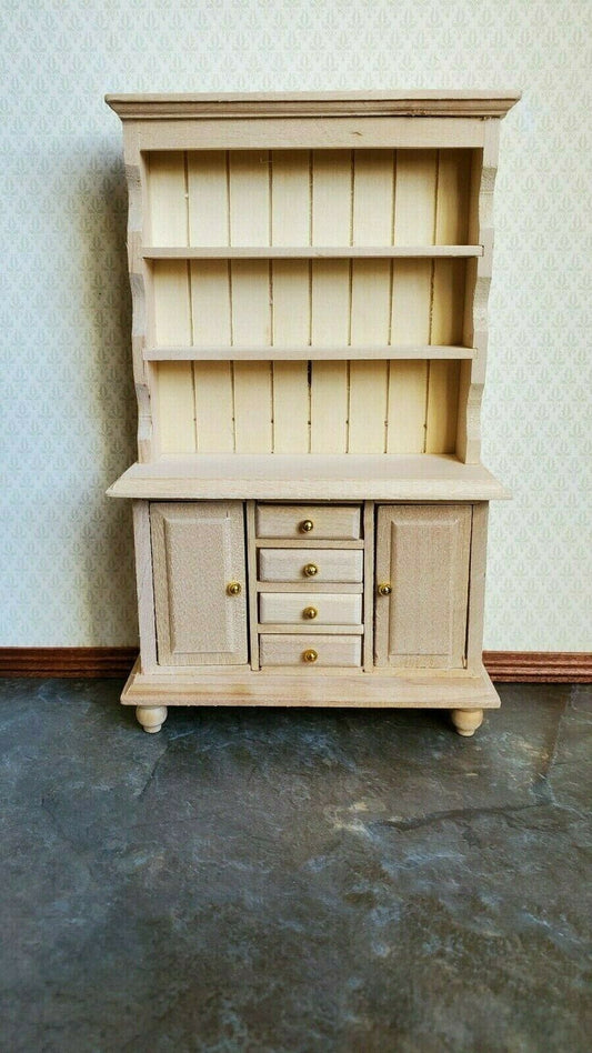 Dollhouse Miniature Welsh Cabinet Kitchen Hutch 1:12 Scale Wood Furniture