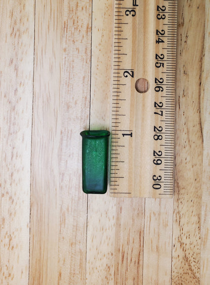 Dollhouse Vase Dark Green Square Real Glass for Flowers 1:12 Scale Miniature