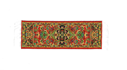 Dollhouse Narrow Carpet Rug Runner Red Gold Black Woven Fabric 1:12 Scale