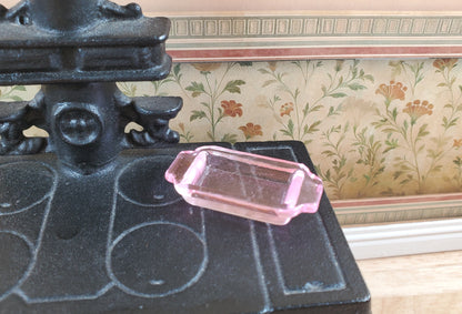 Dollhouse Light Pink Glass Casserole Baking Dish with Handles 1:12 Scale