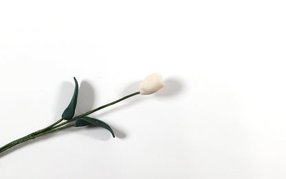Dollhouse White Tulip Single Stem with Foliage Extra Long 1:12 Scale Miniature