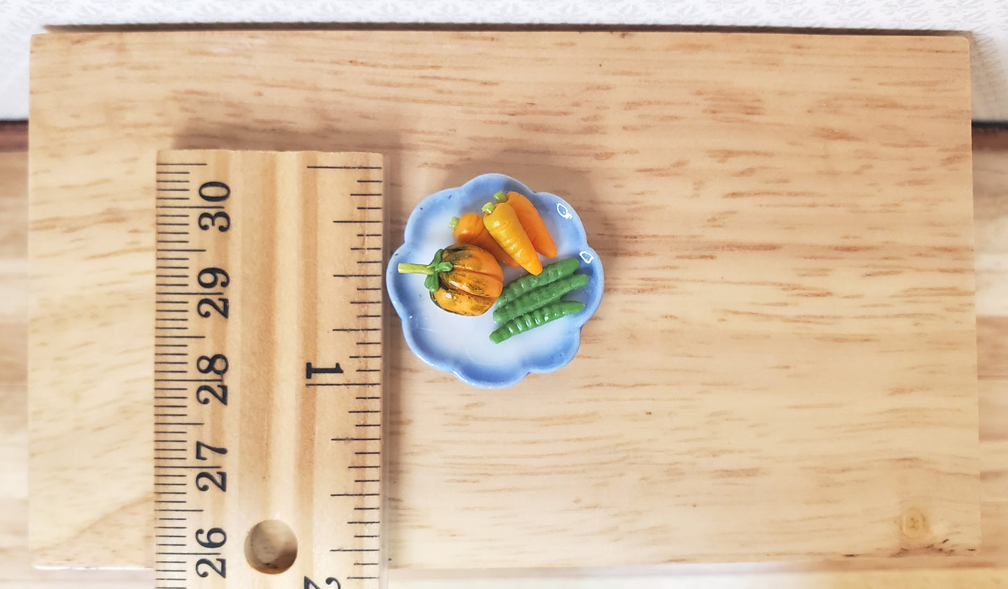 Dollhouse Plate of Veggies Squash Carrots Beans 1:12 Scale Miniature Food