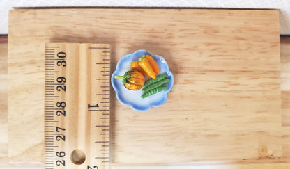 Dollhouse Plate of Veggies Squash Carrots Beans 1:12 Scale Miniature Food